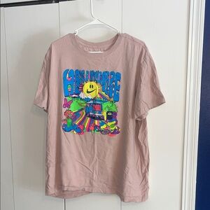 Nike Kids Dusty Pink Graphic Tee with Colorful Smiley Van